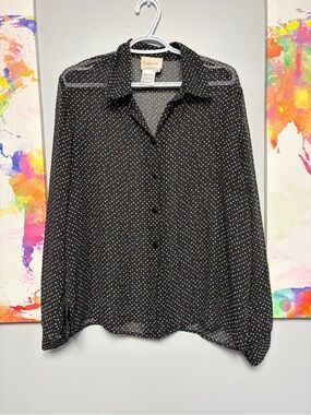 **3 for $15** Size 14 tradition Chic Black Polka Dot Blouse